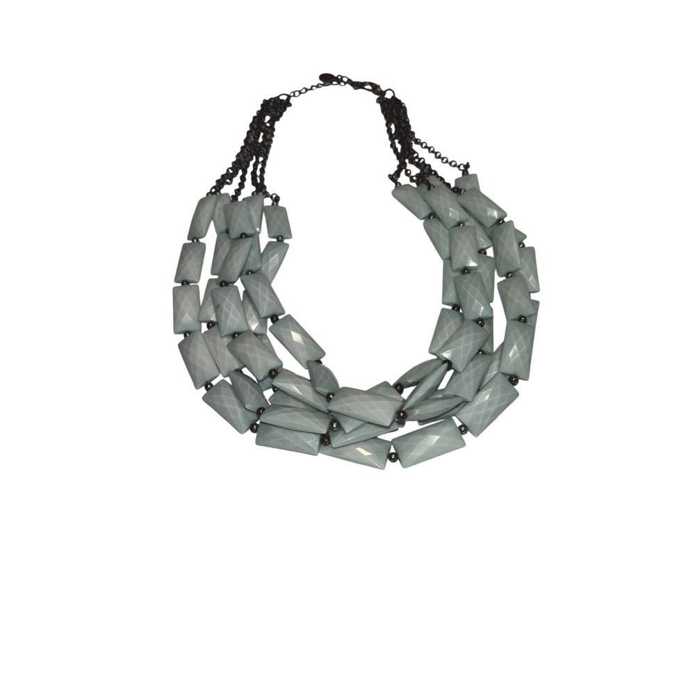 Jack E Ohs Nyc Vintage Statement Necklace - Multi-Strand Chunky Mint Green Beads